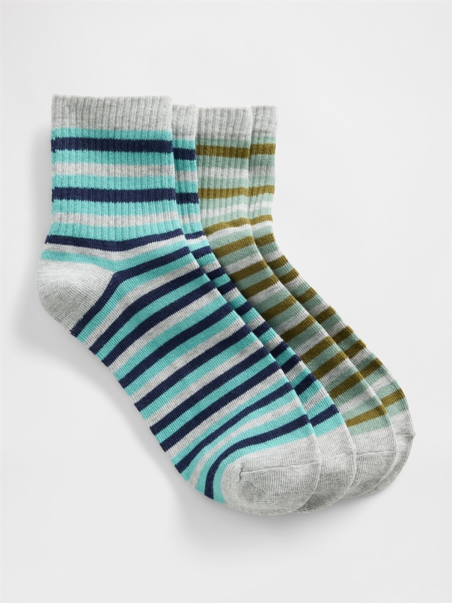Medias Pack X2 Mujer - Grey Multi Stripe 