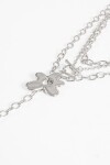 Collar cadenas dije flor plateado