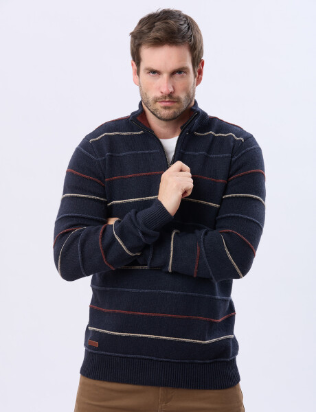 BUZO ALGODÓN TEJIDO 1/2 CIERRE Azul