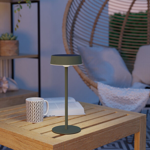 Lámpara de mesa verde solar-USB 3W 3 tonalidades EG3686