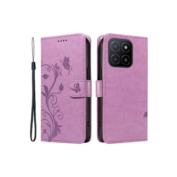 Flip cover para Honor X5b diseño flores color violeta Flip Cover Para Honor X5b Diseño Flores Color Violeta