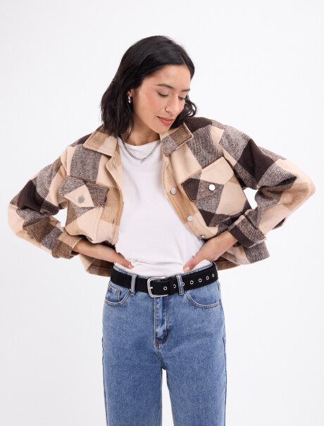 Sobrecamisa a cuadros Rose beige