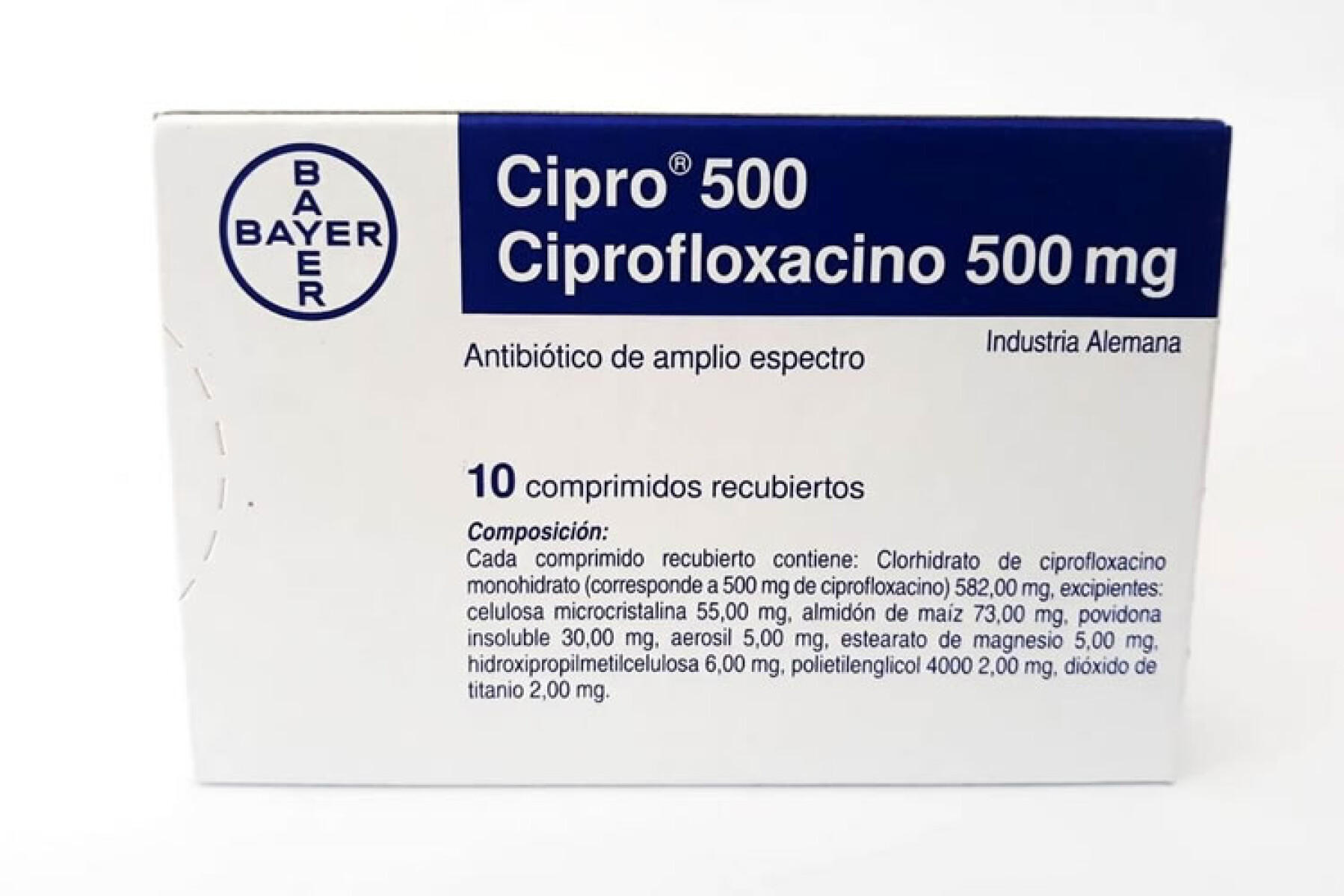 Cipro 500 mg x 10 Comprimidos – Antibiótico de Amplio Espectro 