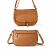 Cartera Bandolera de Dama en Cuero Sintético con Correa Ajustable Marron claro