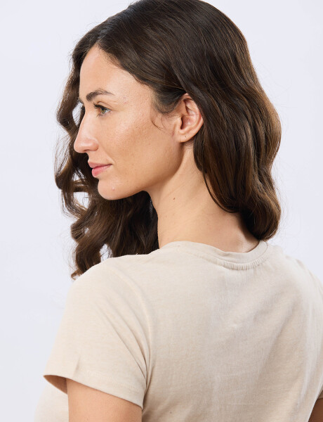 REMERA BORDADA DE ALGODÓN Beige