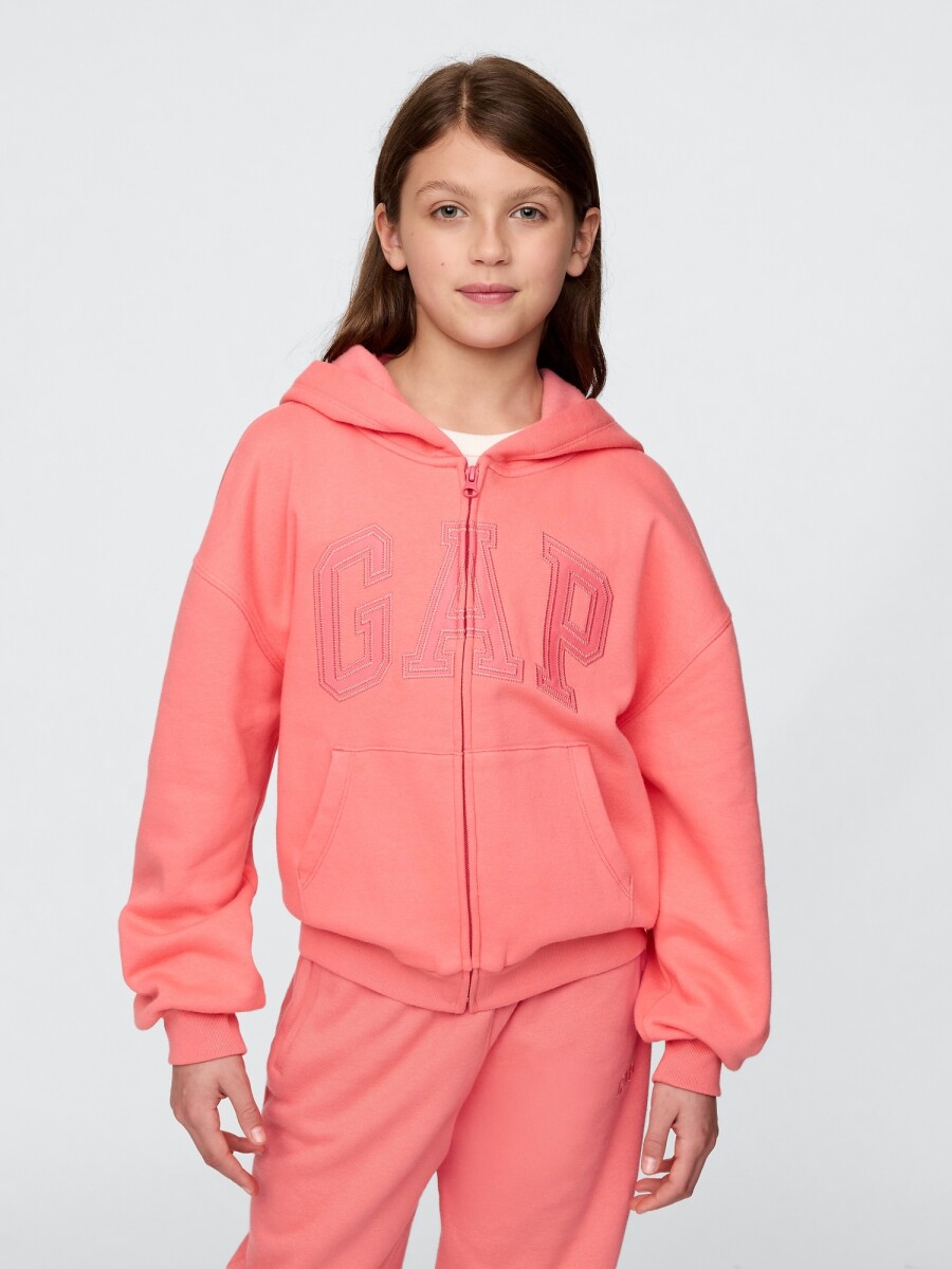 Buzo Canguro Con Cierre Logo Gap Niña - Fresh Coral 