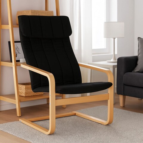 Sillón Individual Flex Negro de Diseño Nórdico con Estructura de Madera – Ideal para Living, Dormitorio u Oficina Sillón Individual Flex Negro de Diseño Nórdico con Estructura de Madera – Ideal para Living, Dormitorio u Oficina