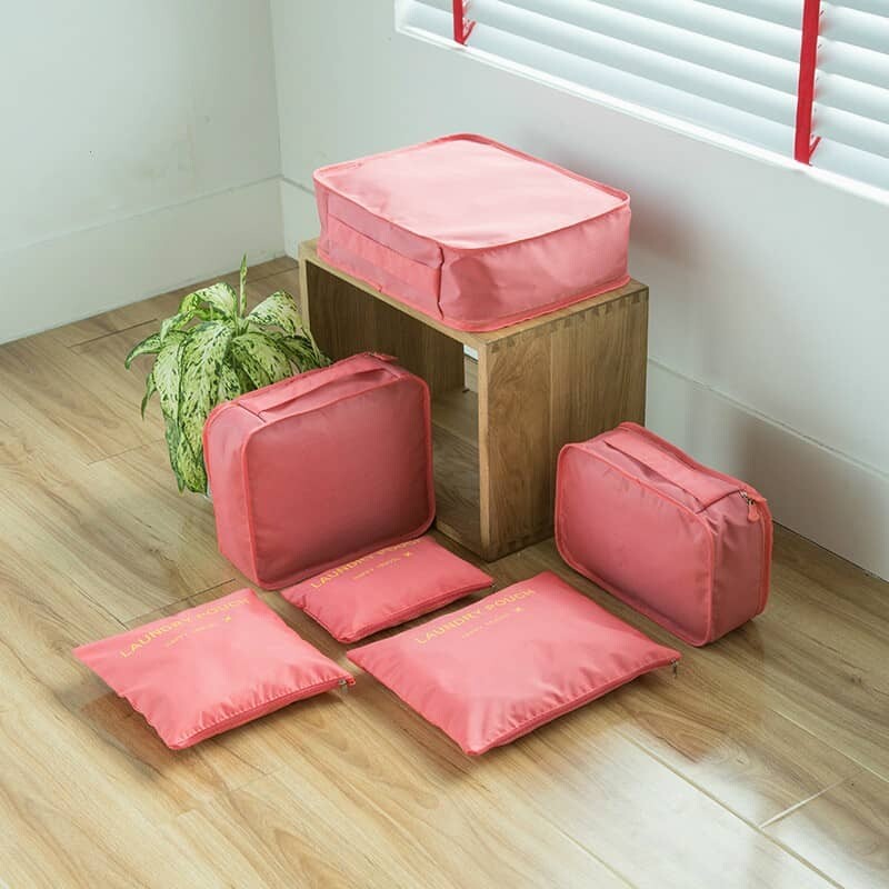 Set 6 bolsas organizadoras equipaje de viaje para valija rojo
