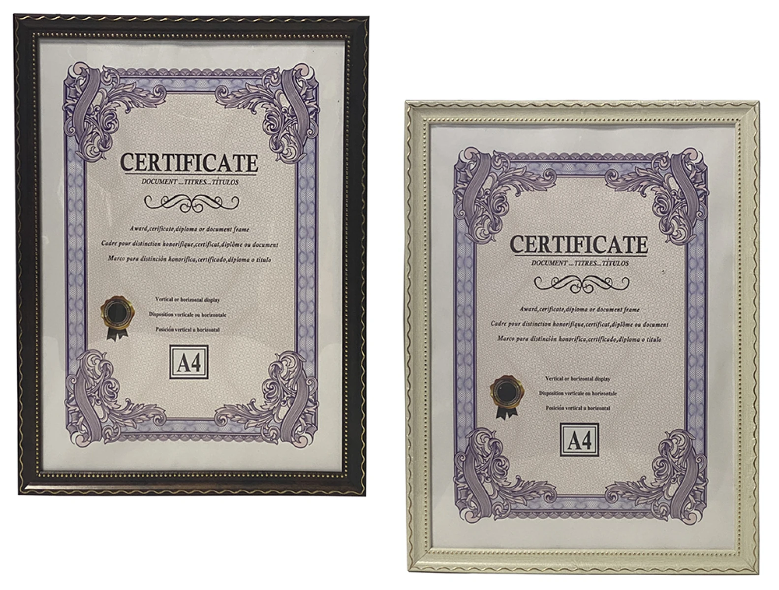 PORTA CERTIFICADO PLASTICO 2 COLORES A4 31.7X23X1.2CM BORDE C/DORADO 