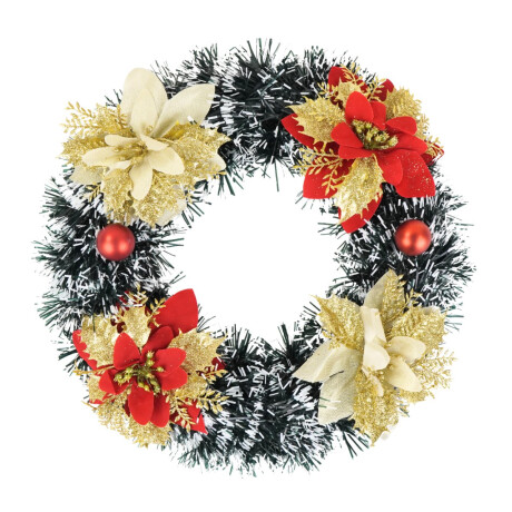 Corona navideña nevada con estrella federal Corona navideña nevada con estrella federal