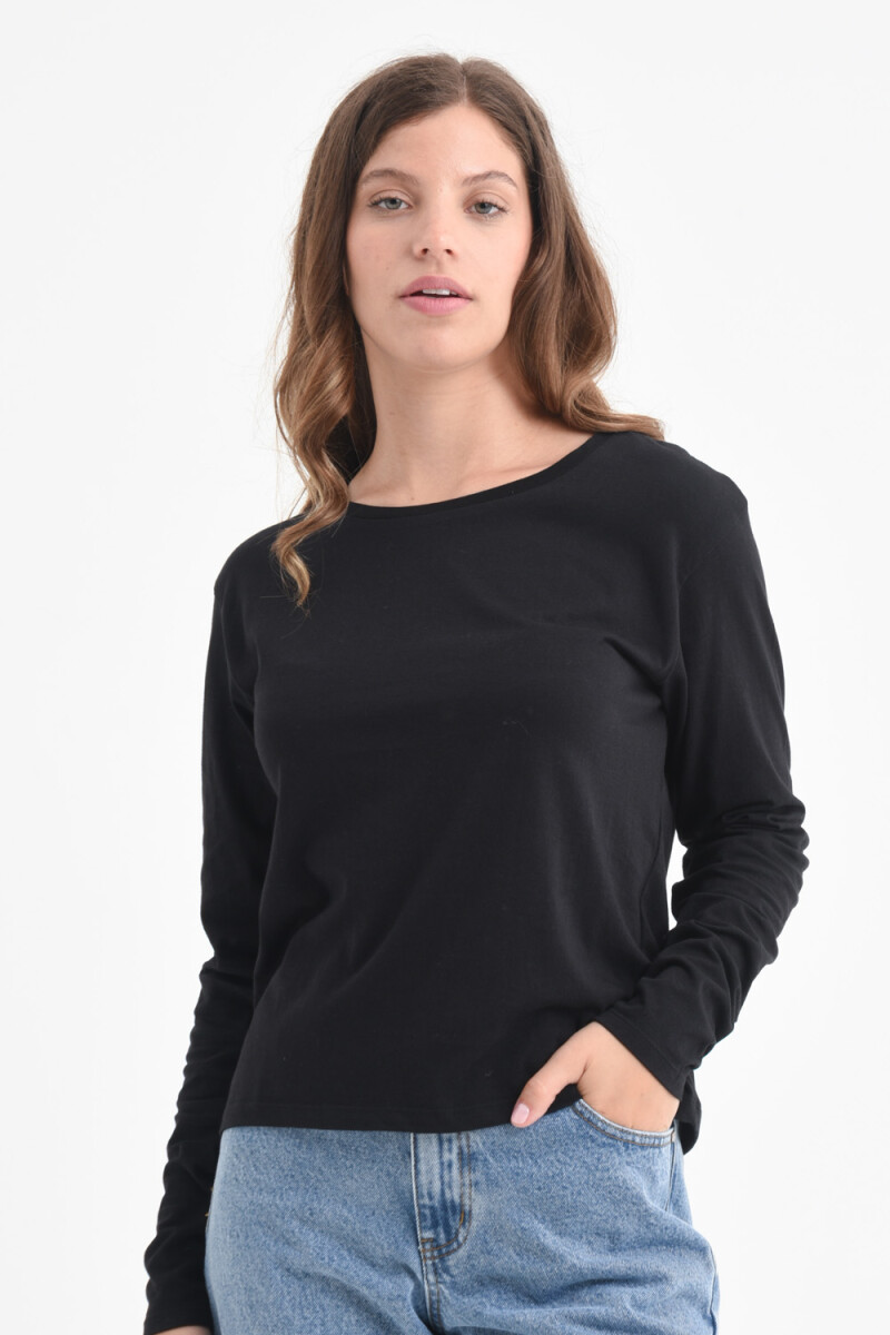 Camiseta manga larga basica algodón orgánico - Negro 