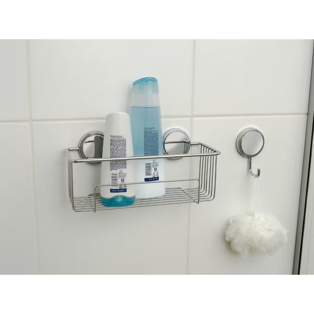 ORGANIZADOR DE BAÑO ADHESIVO CROMO Organizador De Baño Adhesivo Cromo