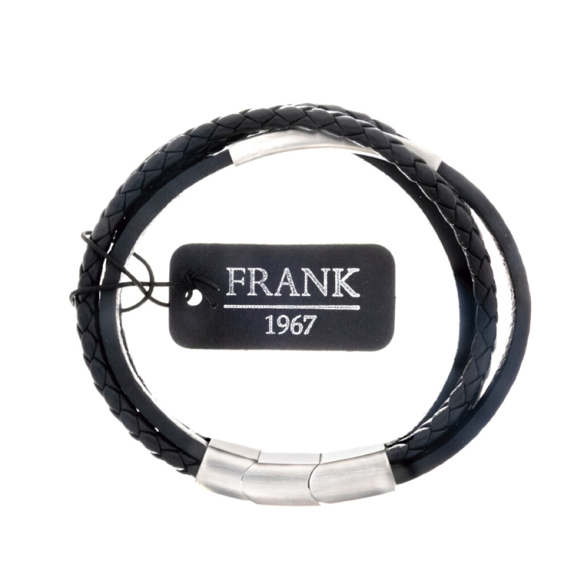 Pulsera de cuero y acero quirúrgico - Frank 