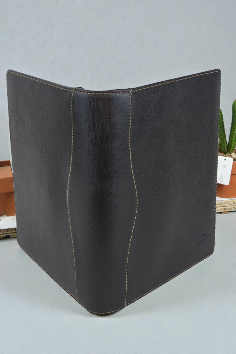 Dosier Mediano Profesional en cuero genuino Negro