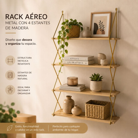 RACK AEREO METAL C/4 ESTANTES MADERA RACK AEREO METAL C/4 ESTANTES MADERA