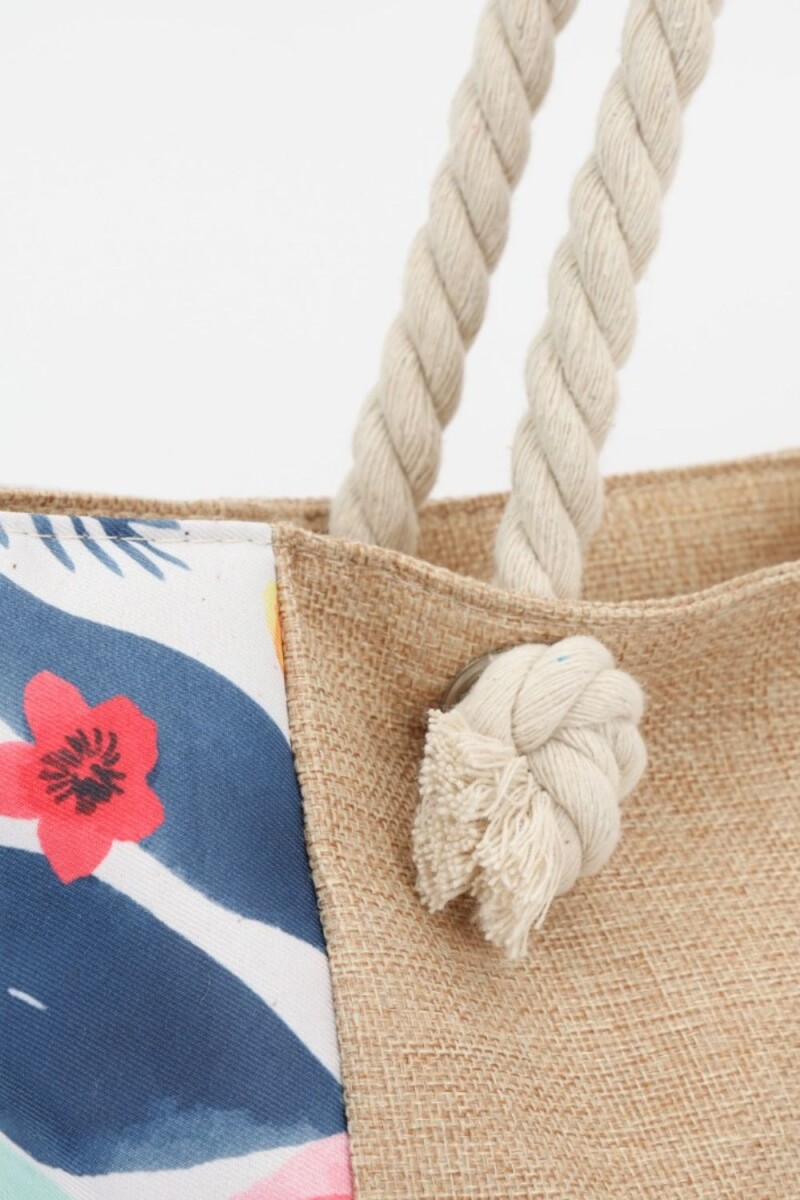 Bolso playero Beige Floreado