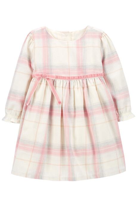 Vestido de algodón con lazo diseño a cuadros Sin color