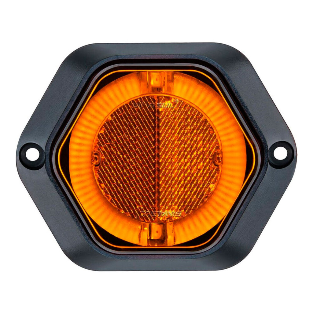Faro de posición hexagonal ámbar LED 12/24V con guía azul