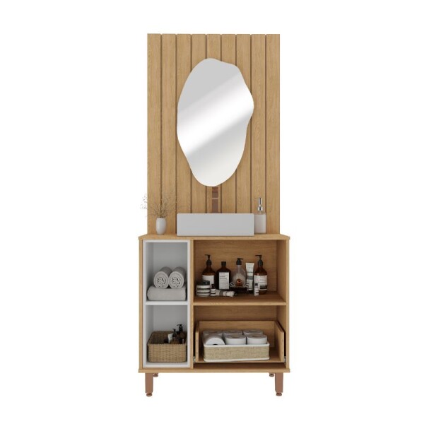 MUEBLE BAÑO 80 CM MADRI CON PANEL RIPADO - SIN BACHA S/ESPEJO MUEBLE BAÑO 80 CM MADRI CON PANEL RIPADO - SIN BACHA S/ESPEJO