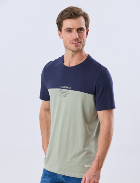 REMERA RAYADA DE ALGODÓN Pistacho