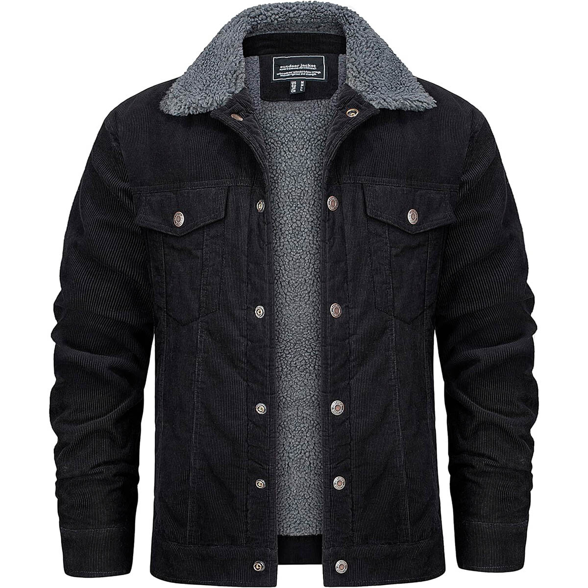 Campera Uzspace Pana Corderito Moda Hombre Urban - Negro 