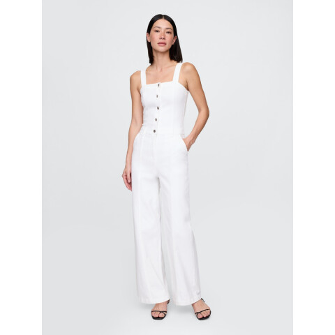 SL BUTTON FRONT JUMPSUIT - OPTIC WHITE OPTIC WHITE