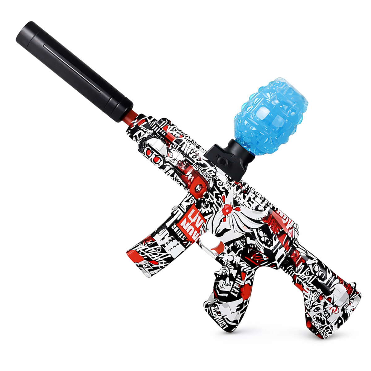 Pistola Hidrogel Ametralladora Lentes Municiones Recargable - Color Rojo 