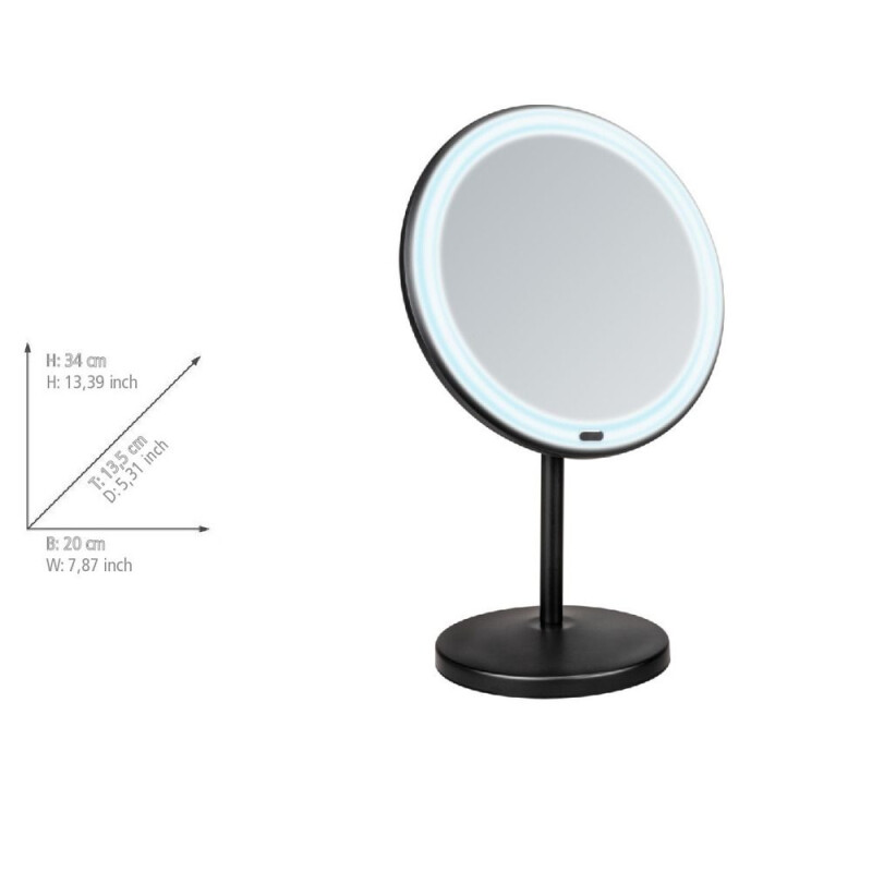 Espejo de aumento LED de pie Mod. Onno negro con función táctil Wenko Espejo de aumento LED de pie Mod. Onno negro con función táctil Wenko