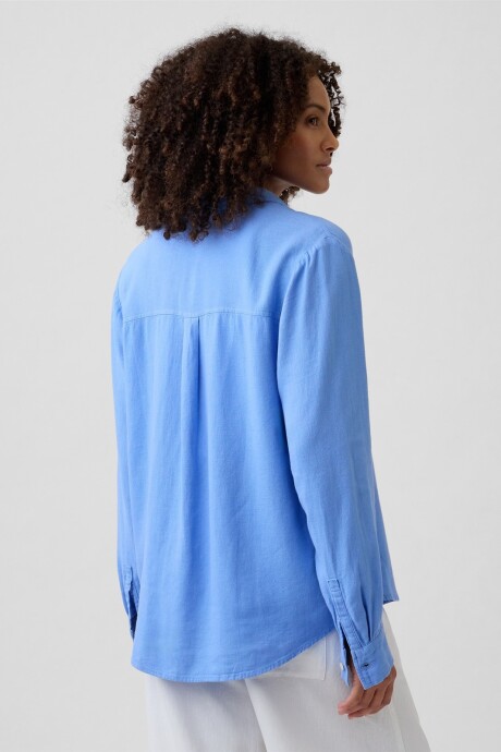 Camisa De Lino Mujer Shirting Blue