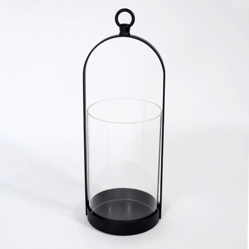 PORTA VELA METAL NEGRO/VIDRIO 10X10X27CM Unica