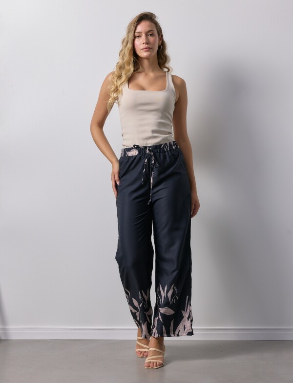 Pantalon Det Printed NEGRO/BEIGE