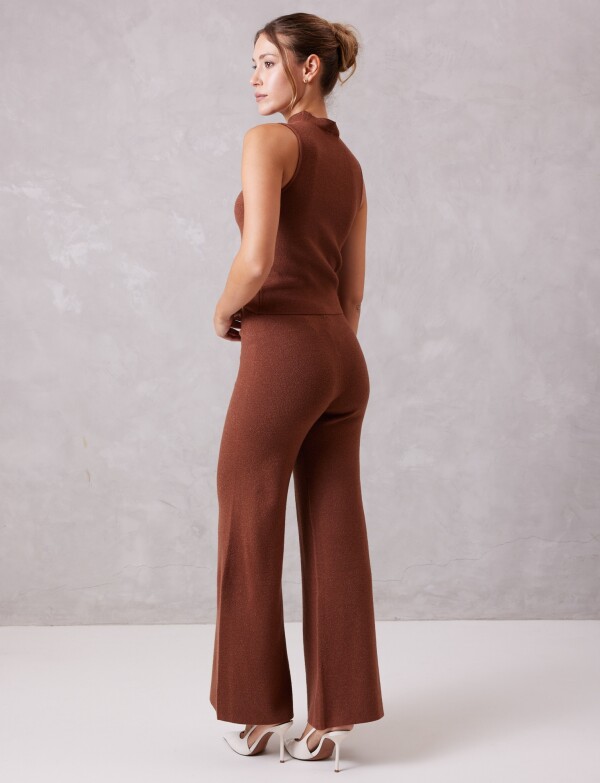 Pantalon Wide Leg Brillo MARRON