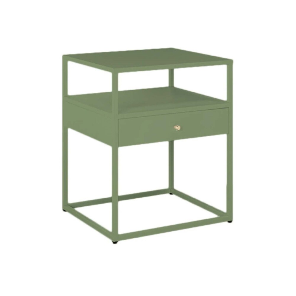 MESA LATERAL BAJA METAL VERDE OLIVIA