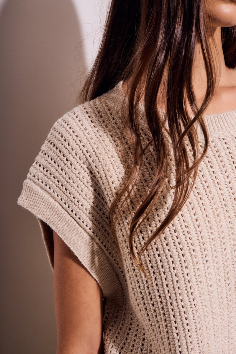 Chaleco Lurex Beige Melange