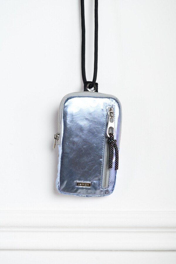 Porta Celular Metalizado Celeste