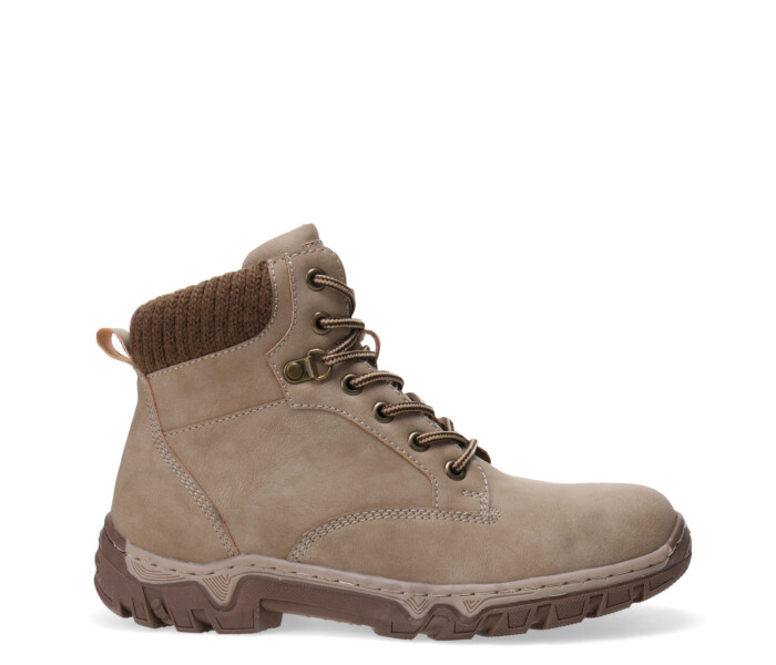 Bota ALPES acordonada con puño de tela Beige