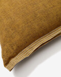 Almohadón Niven 100% lino mostaza jaspeado con rayas laterales 45 x 45 cm
