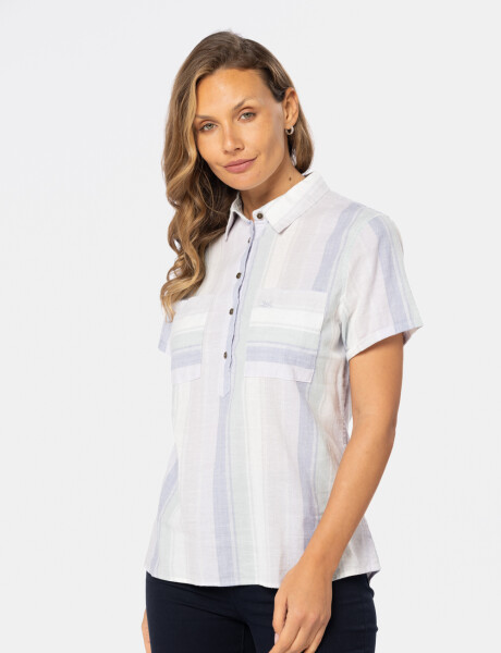 CAMISA DE LINO MEDIO BOTÓN Lila
