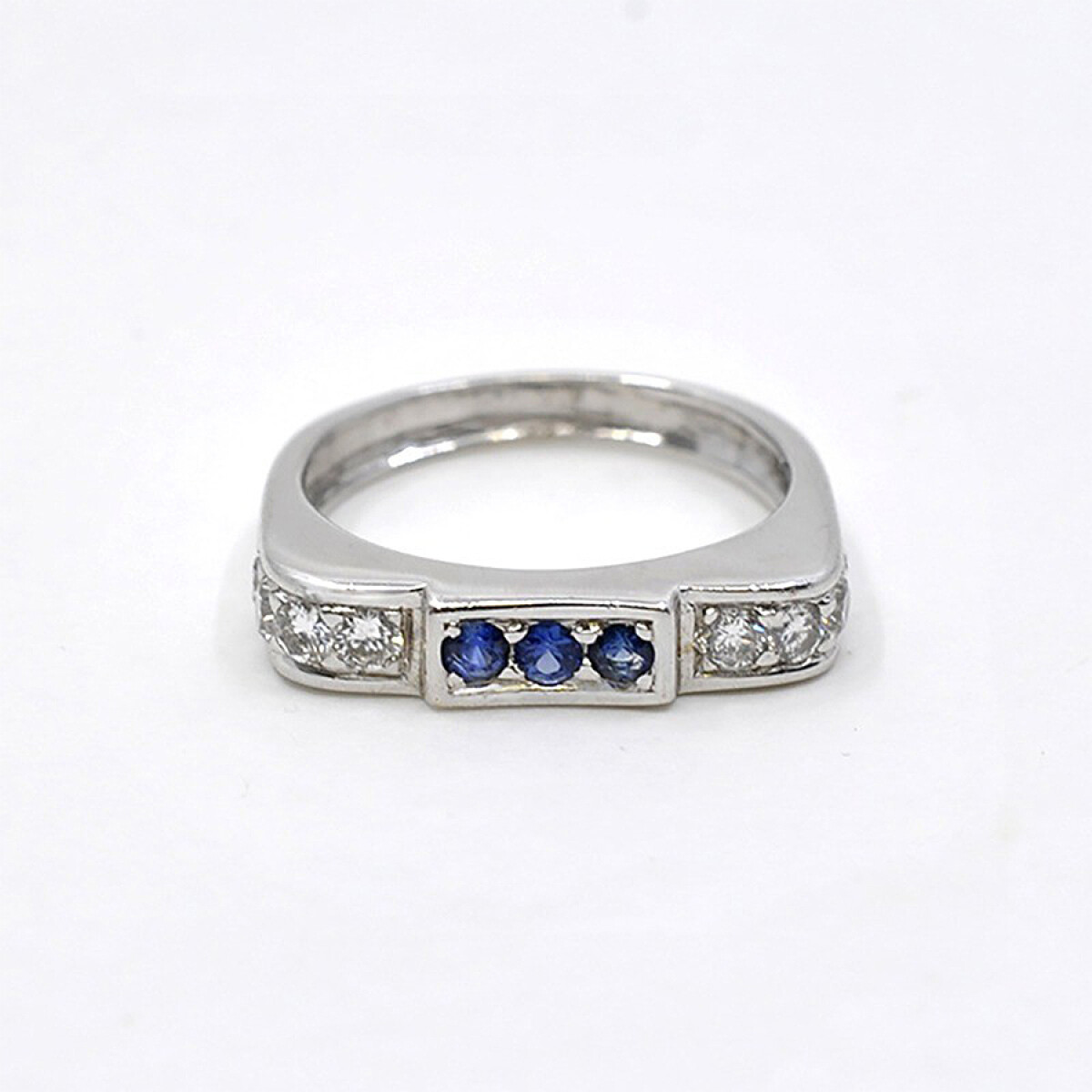 Anillo Oro 18K Con Brillantes Y Zafiros 