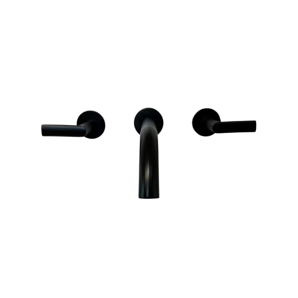 Griferia de lavatorio bimando de pared negro mate NOAR Griferia De Lavatorio Bimando De Pared Negro Mate Noar