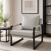 Sillón Poltrona Individual en Eco Cuero y metal Gris Claro