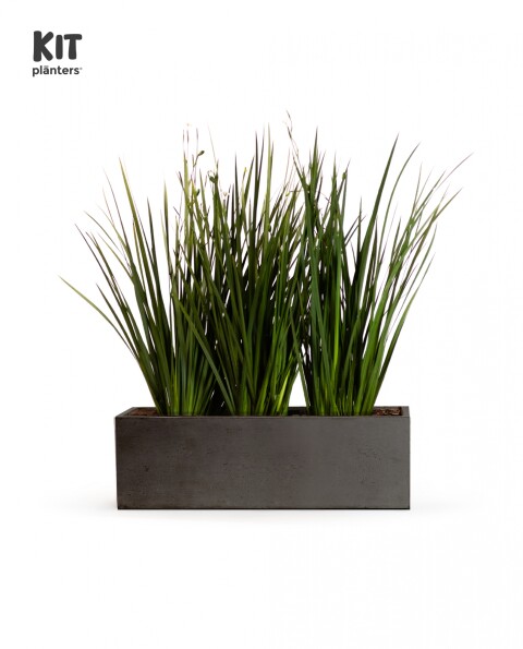 KIT Jardinera "Gris Grafito" 1m* 30cm* 30cm* C/Dietes y Sustratos