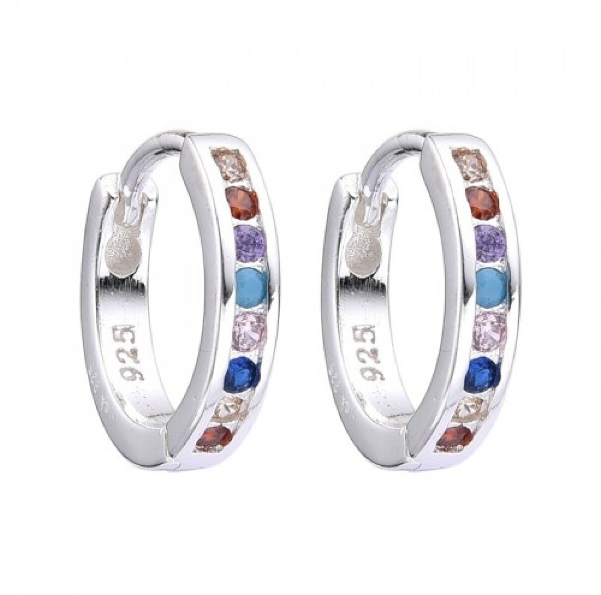 Par de aros de plata 925 con circonias. 