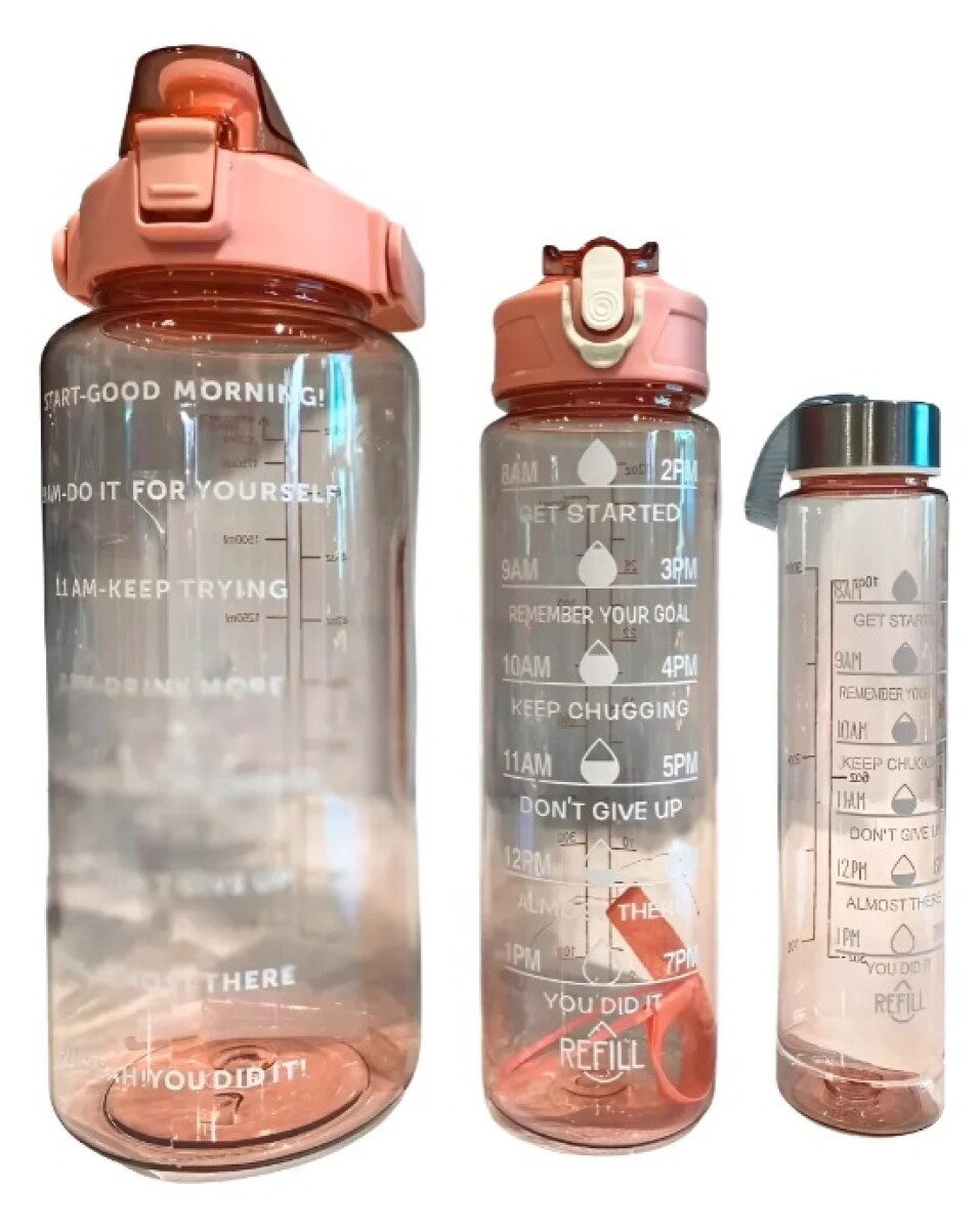 Set 3 Botellas Caramañola Deportivas Motivacionales 
