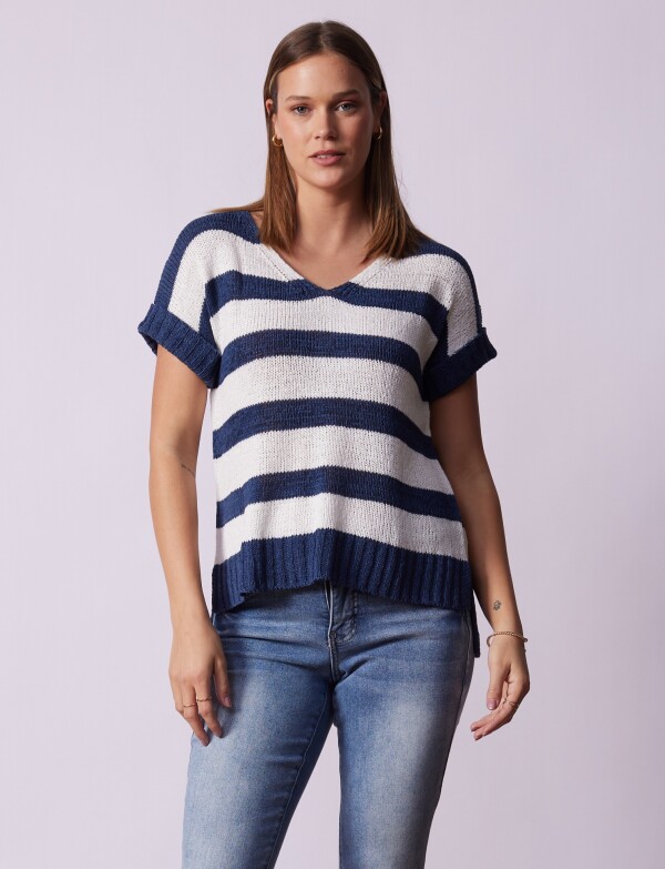Buzo Lineas AZUL/BLANCO