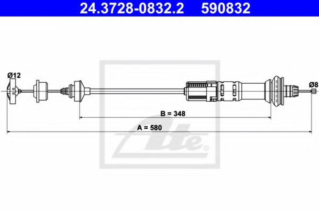 CABLE EMBRAGUE CITROEN - PEUGEOT 206 1.1 1.3 1.6N TU5JP L=595MM REG. AUTOMATICO -
