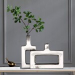 FLORERO CUADRADO ALTO 19x5x41CM CERAMICA PLATA FLORERO CUADRADO ALTO 19x5x41CM CERAMICA PLATA