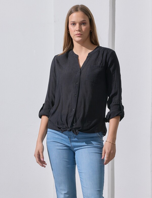 Blusa Nudo Botones NEGRO