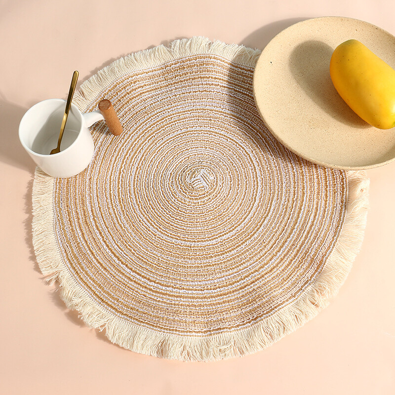 Individual Circular Con Flecos - Beige Individual Circular Con Flecos - Beige
