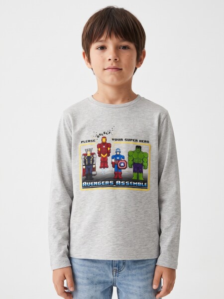 REMERA GAME HERO GRIS MELANGE M